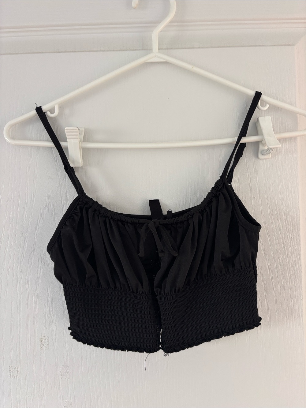 Urban Outfitters Black Smocked Cropped Cami Top
